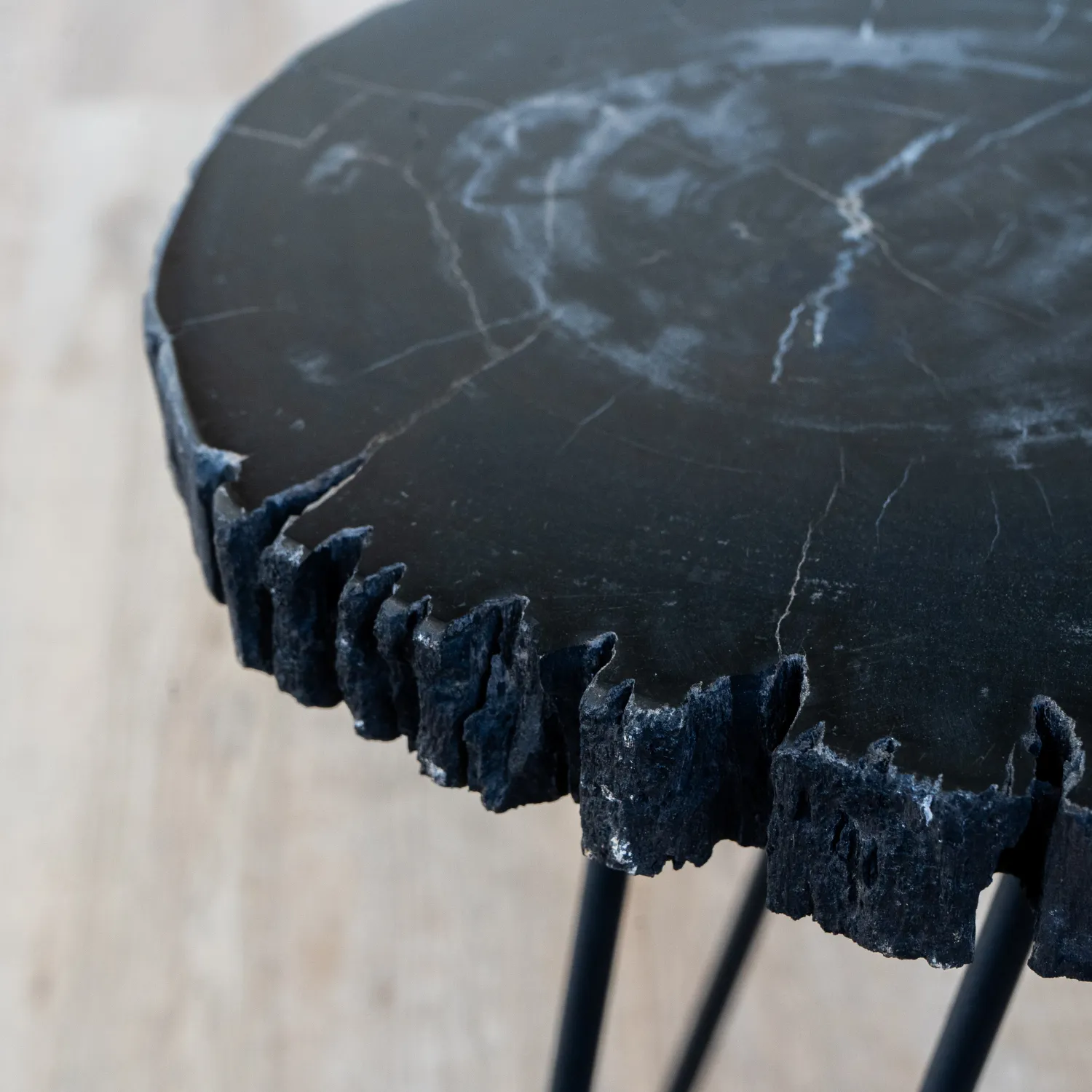 Black Petrified Wood Accent Table