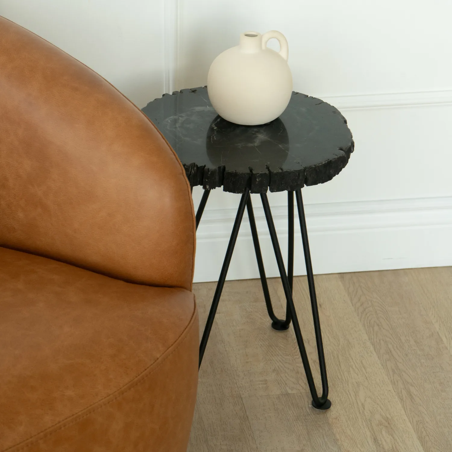 Black Petrified Wood Accent Table