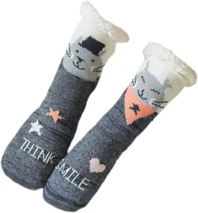 Fuzzy Slipper Socks for Kids Girls Women with Grippers Non Slip，Kids Warm Fuzzy Christmas Slipper Socks