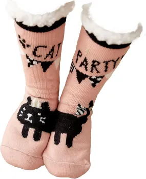 Fuzzy Slipper Socks for Kids Girls Women with Grippers Non Slip，Kids Warm Fuzzy Christmas Slipper Socks