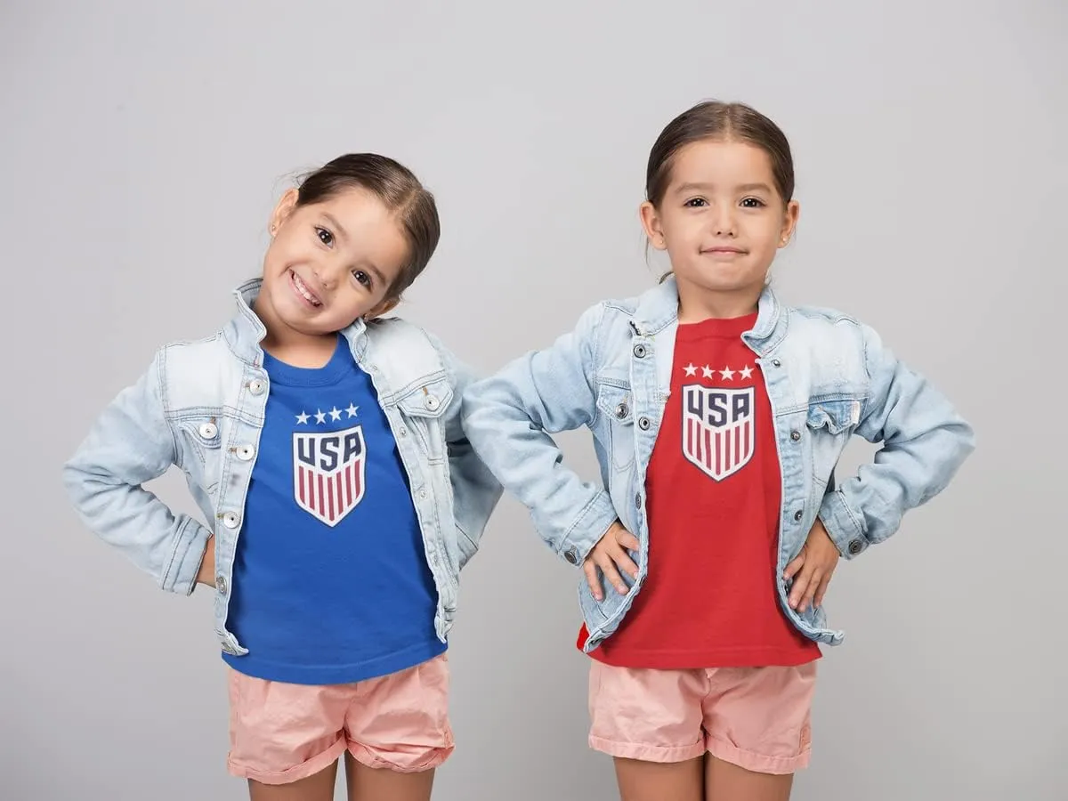 Icon Sports Officially Licensed U.S. Soccer USWNT Toddler Youth Kids Logo Cotton T-Shirt