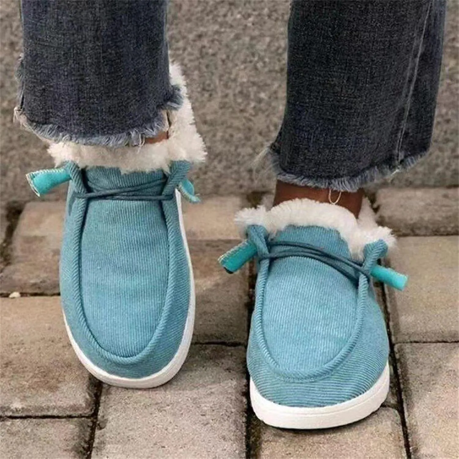 Ladmiple Snow Boots For Women Cute Wide Calf Warm Fur Lined Winter Boots Outdoor Slip On Comfortable Short Ankle Booties