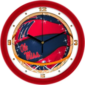 Mississippi Rebels Wall Clock - Basketball Slam Dunk