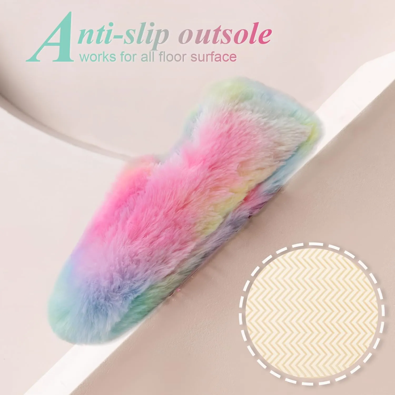 Onmygogo Fuzzy Winter Indoor Slippers for Women