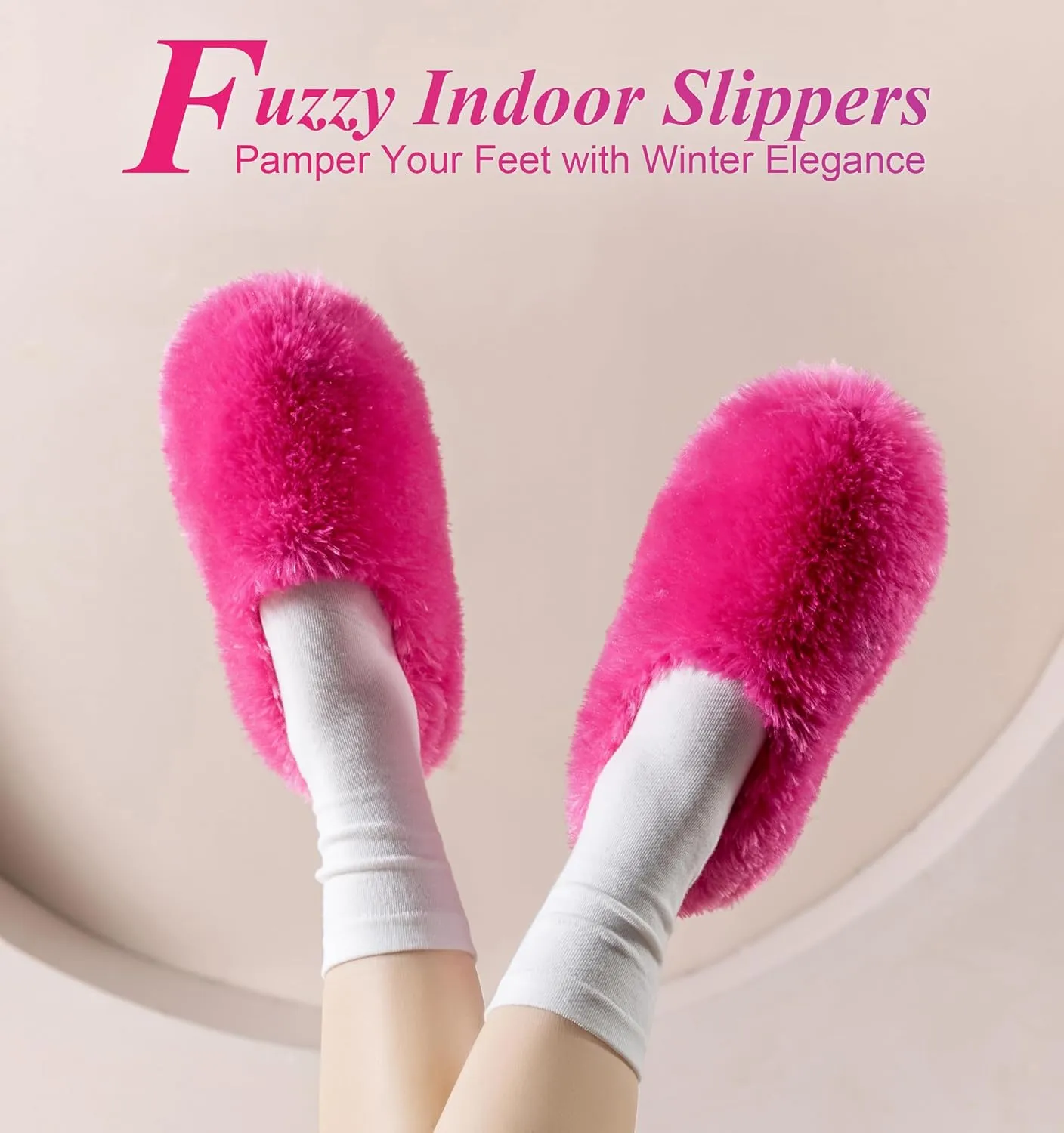 Onmygogo Fuzzy Winter Indoor Slippers for Women