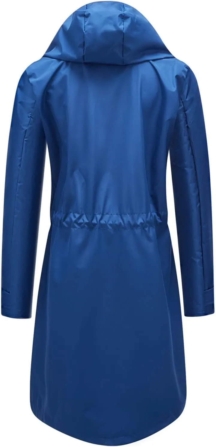 Waterproof Rain Jackets for Women Lightweight Packable Raincoat Casual Solid Rain Coat Mid Length Windbreaker