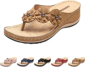 Wedge Sandals for Women Low Heel,Classic Open Toe Sandals with Back Zipper Sparkly Rhinestone Hollow Summer Sandals