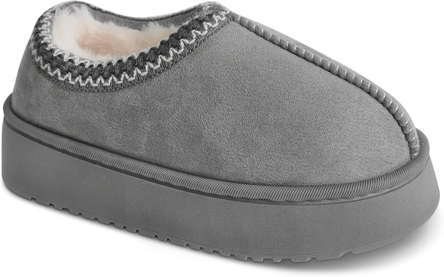 Women's Slippers Platform Mini Fuzzy Boots, Super Light EVA 4cm Thick Sole, Fur Fleece Lined, Cozy and Stylish Slipper for Outdoor Indoor