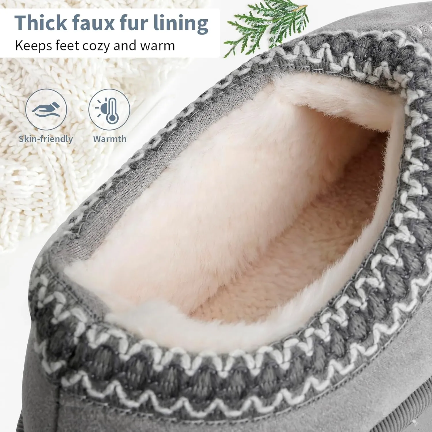 Women's Slippers Platform Mini Fuzzy Boots, Super Light EVA 4cm Thick Sole, Fur Fleece Lined, Cozy and Stylish Slipper for Outdoor Indoor