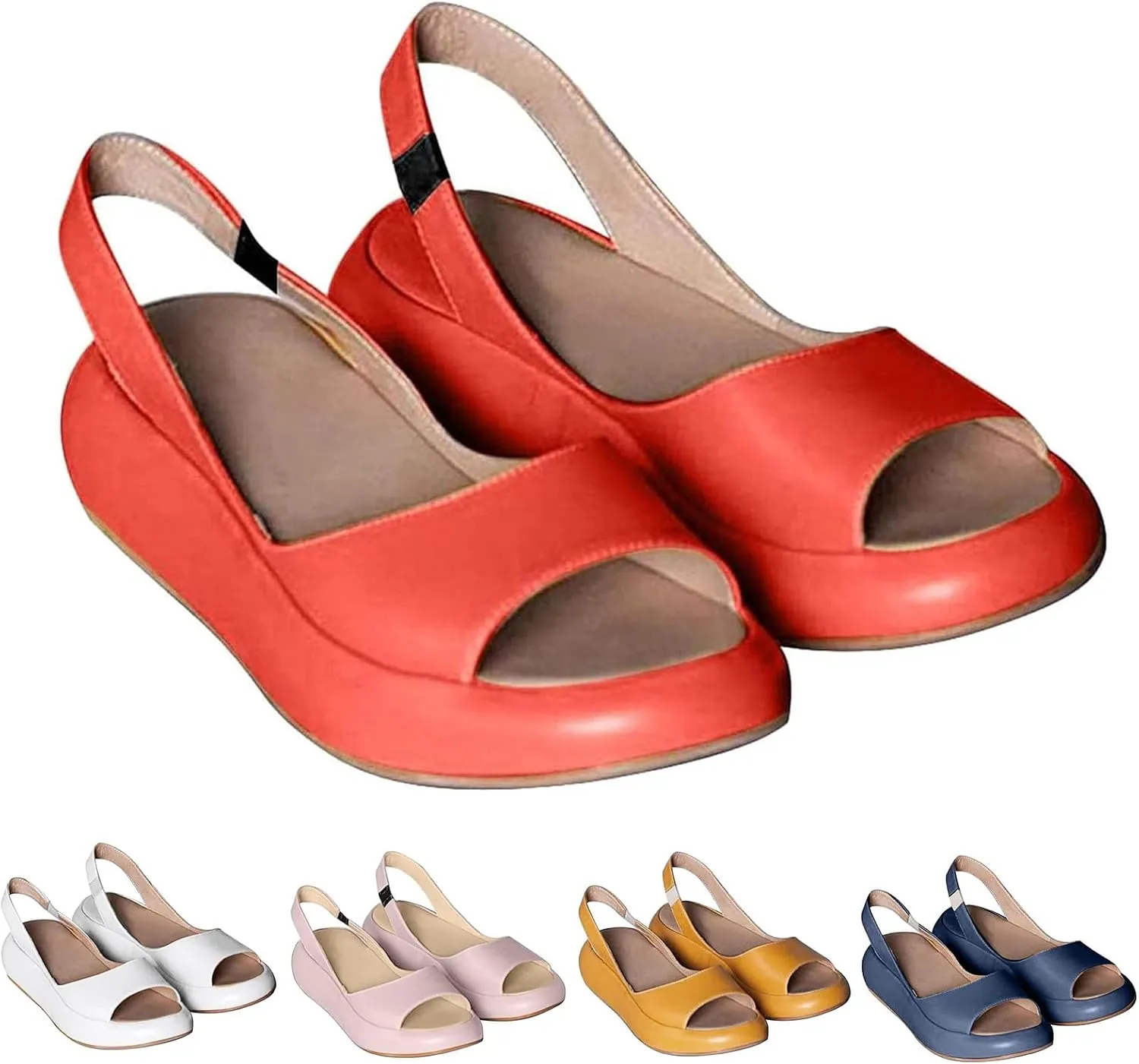 Womens Summer Platform Sandals Comfortable Open Toe Slingback Slides Sandal Casual Dressy Cute Elegant Fish Mouth Matte Water Friendly Beach Sandals for Vacation